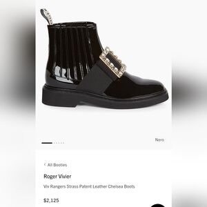 Roger Vivier Viv Rangers Strass Patent Leather Chelsea Boots
 Size 35
